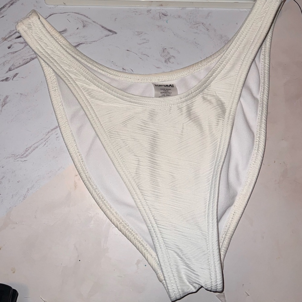 High hipped white bikini bottoms